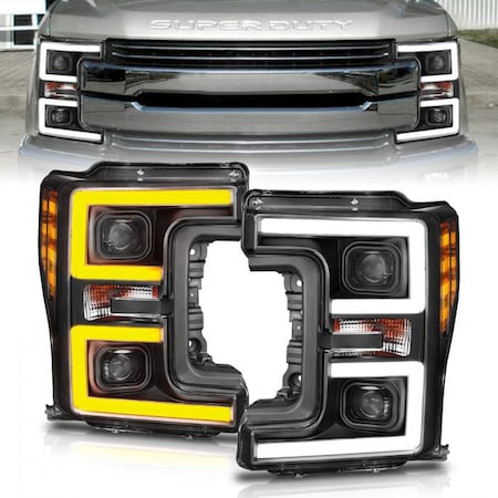 Anzo Usa 17-C F250/350/450 PROJECTOR HEADLIGHTS W/PLANK STYLE SWITCHBACK BLACK 111388